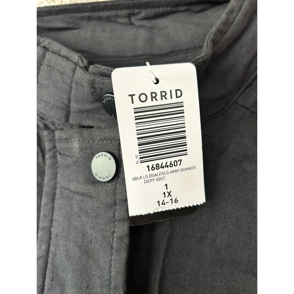 Torrid Dual Fold Military Lightweight Full Zip Bomber Jacket in Black Size 1X - Picture 3 of 5